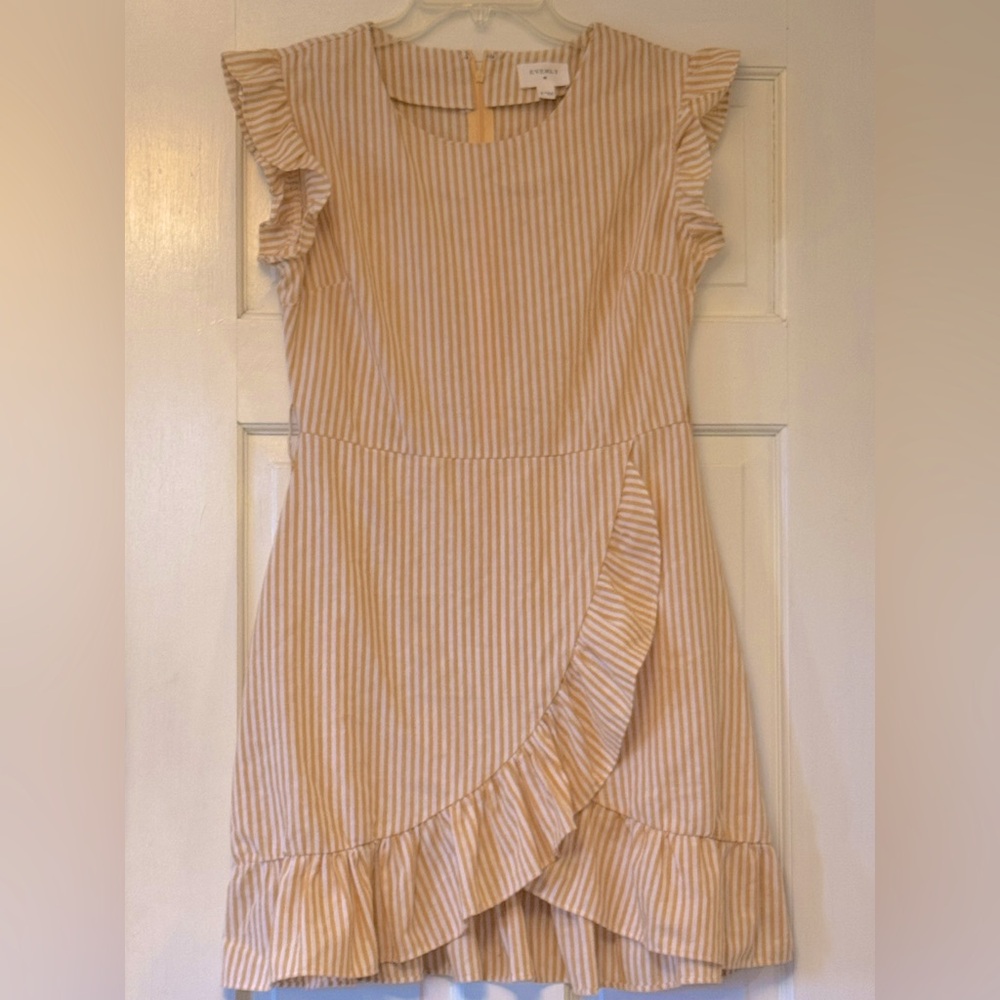 Everly Cream Asymmetrical Ruffle Sundress